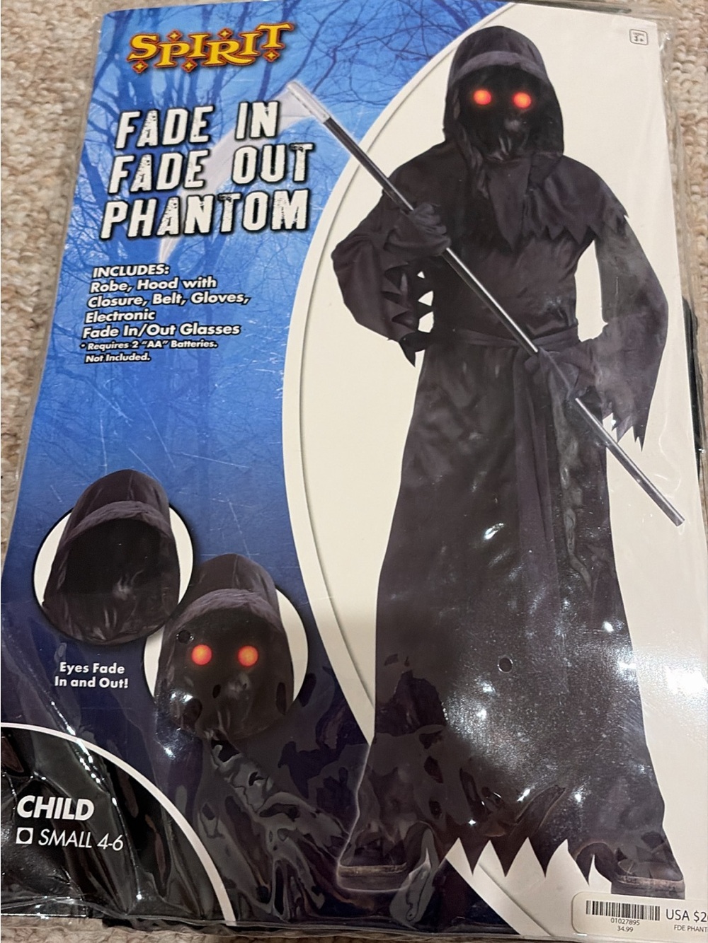 Spirit Fade In Fade Out Phantom Kids Costume - size kids small (4-6)